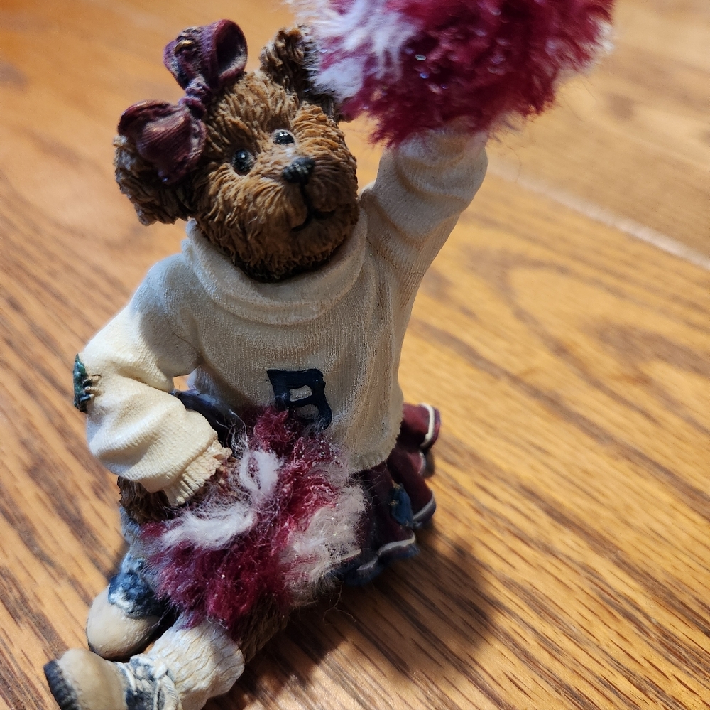 Boyds Bears Cheerleader Figurine with Burgundy and Cream Accents